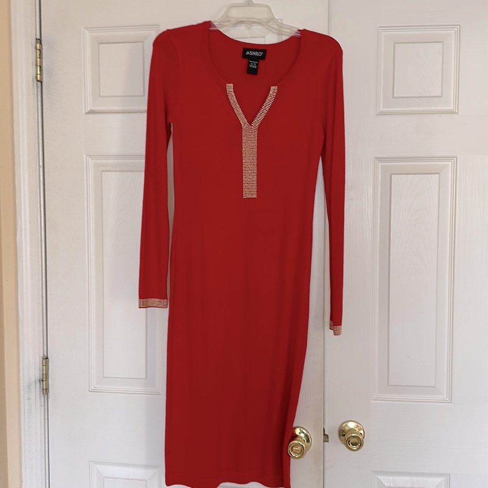 Red knit dress